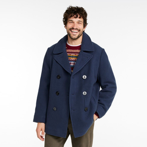 Good Quality Street Style Pea coat Nave Blue Color Outwear Winter Button Up Oversize Fall Winter Collection Pea Coat - Product Image 2