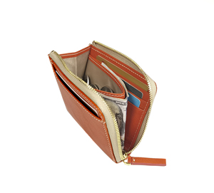 [ราคาดีที่สุด] กระเป๋าสตางค์หนังแท้ Castello แบบมินิมอล RFID ป้องกันการโจรกรรมข้อมูล รูปทรงตัว L ขนาดเล็ก สำหรับทุกเพศ พร้อมซิป สีเขียวมะกอก ส้ม เขียว - Product Image 4