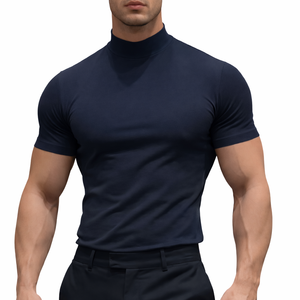 T-shirt décontracté pour homme |   T-shirt à manches courtes de couleur unie brodé coupe classique |   Coton polyester écologique |   Vente en gros OEM - Product Image 3