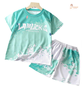 Ensemble sportif unisexe pour adultes, coupe-vent, écologique, respirant, polyester/coton, séchage rapide, t-shirt à manches courtes et short - Product Image 1