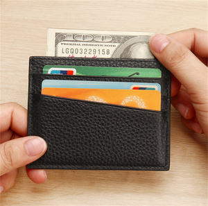 Porte-cartes de crédit fin en cuir véritable avec logo personnalisé, porte-cartes en cuir RFID pour homme - Product Image 6