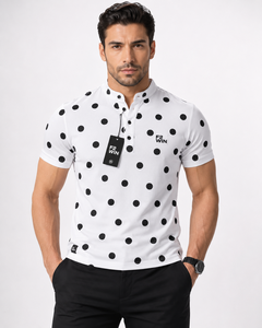 T-shirt blanc à manches courtes pour homme F2 WIN, en coton tricoté décontracté, respirant, séchage rapide, avec poche et logo personnalisé sur le devant - Product Image 1