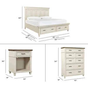 Modern Farmhouse Bedroom Set <b>with</b> <b>Storage</b> <b>Queen</b> Size Wooden <b>Bed</b> Dresser and Nightstand Traditional Style Home Furniture - Product Image 2