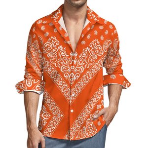 Factory Wholesale Customized <b>Men</b> Spring Long Sleeve Shirts <b>Bandana</b> Plus Size Clothing <b>Men</b> Casual Shirts Comfortable Top Shirts - Product Image 1