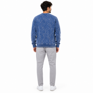 Sudadera de cuello redondo para hombre con lavado ácido, estilo vintage, oversize, de forro polar grueso, con logotipo personalizado, fabricante OEM ODM, venta al por mayor - Product Image 2