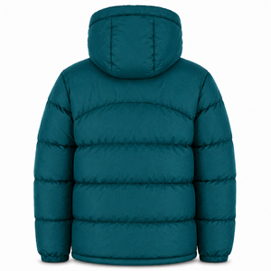 Blouson matelassé coupe-vent à capuche avec appliqué personnalisé, en nylon premium, chaud et rembourré, avec poches à rabat sur le devant, mode hiver - Product Image 2