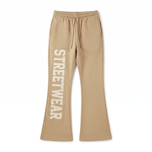 Drawstring Flare Sweatpants Custom Logo Embroidery Flare <b>Fleece</b> Trouser 450gsm <b>Fleece</b> Drawstring Waist Flare Sweat Pants - Product Image 6