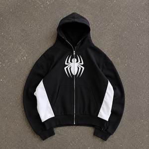 Sudadera con capucha y cremallera con logo de araña blanca y rosa, diseño de telaraña, ecológica, gótica, unisex, servicio OEM - Product Image 2