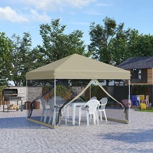 Gazebo Pieghevole 3x3 Metri con Zanzariera e Borsa con Ruote, Pareti Laterali Regolabili in Altezza per Feste - Product Image 2