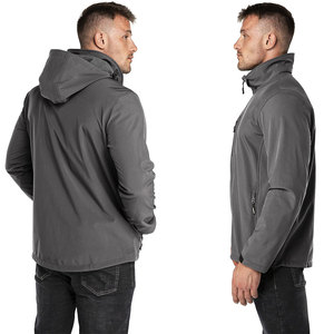 Chaqueta de Forro Polar con Capucha para Hombre, Cortavientos, Informal, con Cierre Frontal, Color Sólido, Poliéster, para Otoño, Chaqueta Softshell - Product Image 5