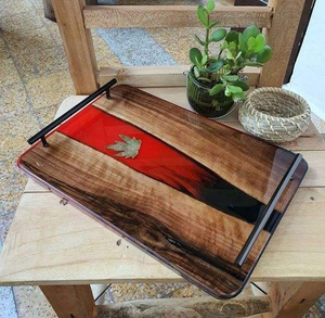 Handmade Wood <b>Cheese</b> Board with Epoxy Resin Cutting Board Charcuterie Boards and Serving Tray Gift for Kitchen - Product Image 1