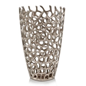 Vase à fleurs en aluminium fait main, design côtier unique, plaqué argent, pour décoration de mariage et de maison, produit le plus recherché, nouveauté - Product Image 4