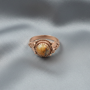 Bague en argent sterling 925 plaqué or avec pierre précieuse turquoise et cuivre, faite à la main, style bohème vintage, pour femme - Product Image 3