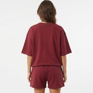 Casual <b>Set</b> Cotton T-Shirt Shorts Vest Shorts Custom Women's 2-Piece Cotton Short <b>Set</b> for Summer <b>Twin</b> <b>Set</b> with Solid Pattern - Product Image 5