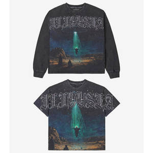 Última moda americana de ropa urbana 2026: Sudaderas con capucha lavadas con pedrería y camisetas holgadas de gran gramaje 3230 GSM - Product Image 1