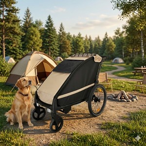 Remolque para Perros Grandes KS-6200, Remolque para Bicicleta con Suspensión Independiente, Llantas Inflables de 20 Pulgadas/Llantas Giratorias de EVA de 8 Pulgadas, Marco Plegable de Aluminio - Product Image 5