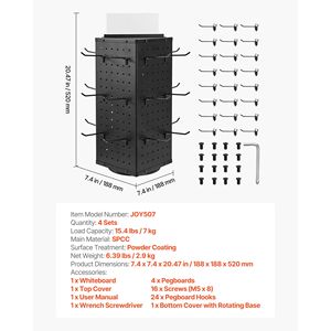 Espositore Girevole a 4 Lati con 24 Ganci 7,4 X 7,4 X 17 in Acciaio Laminato a Freddo Rinforzato, Confezionato in Cartone - Product Image 4