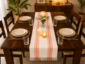 Premium Linen Striped <b>Table</b> <b>Runner</b> | Decorative Fringed Dining <b>Table</b> <b>Runner</b> for Home, Hotel & Wedding - Product Image 3