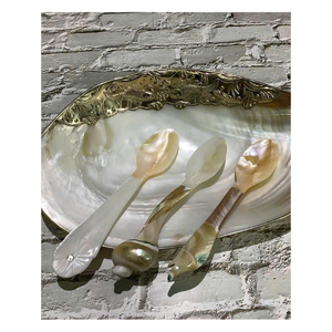 Cuillère artisanale en nacre avec manche en coquillage, écologique, non toxique, de luxe, vintage, décorative, pour servir des desserts, coffret cadeau - Product Image 3