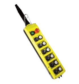 Estación de Control por Botones CMK-02, Control Remoto Industrial para Grúas, IP65, Cuerpo de Plástico, Bloqueo Mecánico 1NO1NC, Sin Iluminación, Enchufe Inteligente - Product Image 3