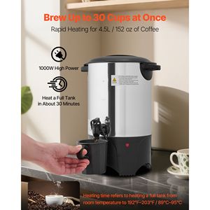 Distributore di Caffè Commerciale da 30 Tazze (4,5L) con Rubinetto Anti-Goccia, Erogatore di Bevande Calde, Macchina per Caffè a Preparazione Rapida - Product Image 2