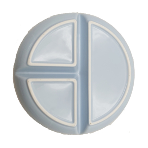 Assiette ronde en céramique à 3 compartiments avec impression « Good Time », plateau de service minimaliste bleu et blanc - Product Image 6
