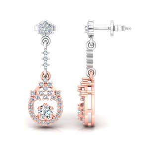 Pendientes Largos de Oro Sólido de 10k, 14k y 18k con Diamantes Cultivados en Laboratorio de Corte Redondo de Diseño, para Regalo, Fiestas, Aniversarios y Uso Diario - Product Image 2