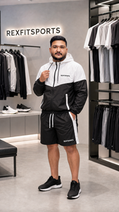REXFIT SPORTS 2026 – Ensemble personnalisé unisexe veste à capuche et short en nylon, color block, léger, pour entraînement sportif et tenue d'équipe - Product Image 3