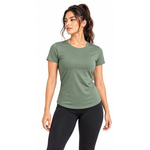 <b>Ladies</b> Sportswear T Shirts 100% Cotton Custom Gym Training <b>Tops</b> Wholesale OEM ODM Private Label Fitness Apparel B2B Buyer Retail - Product Image 1