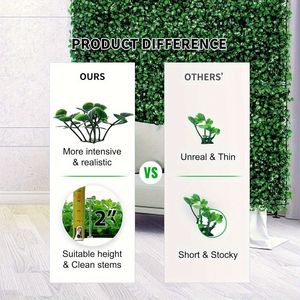 Paquete de 12 Paneles de Césped Artificial de 24x16 Pulgadas, 32 Pies Cuadrados, Protección UV, Diseño de Seto de Boj para Interiores y Exteriores - Product Image 5