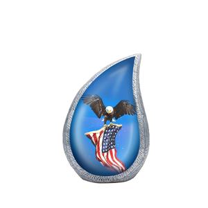 Black Eagle <b>Urn</b> for Human Ashes Adult - Teardrop for Ashes with Bag - American Flag <b>Urn</b> - <b>Large</b> Cremation <b>Urn</b> - Handcrafted - Product Image 1
