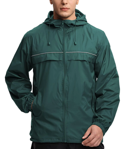 <b>Men's</b> Red Hooded Windproof <b>Jacket</b> Casual Outdoor Zipper Closure Polyester Shell Regular Fit Spring Wear - Product Image 3