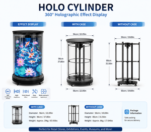 Pantalla LED Cilíndrica de Holograma 3D 360 °   Ventilador LED Giratorio con Pantalla Holográfica Publicitaria - Product Image 6