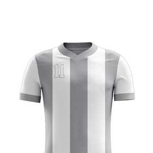 Conjunto de Camiseta y Pantalones Cortos de Fútbol Personalizados para Hombre, Cuello en V a Rayas, Sublimados, Impresos con el Número 11, Transpirables, de Poliéster, para Todas las Temporadas, Talla Adulto - Product Image 4