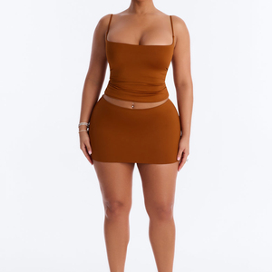 Minifalda de Alta Calidad para Mujer, Cintura Alta, Color Sólido, Ajustada, Tejida, Elástica, Estilo Sexy, para Todas las Temporadas - Product Image 2