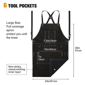 Tablier de travail en cuir fait main, respirant, confortable, unisexe, fermeture à boutons-pression, manches courtes, pour barman, chef, boucher, ouvrier du métal - Product Image 3