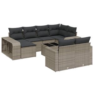 Grey Garden <b>Sofa</b> <b>Set</b> Outdoor Rattan Cushioned Waterproof Contemporary Design - Product Image 2