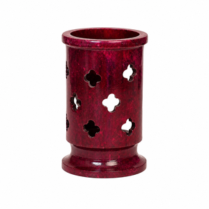 Soporte para Bolígrafos de Mármol Grabado a Mano, Organizador de Escritorio Duradero Color Granate para Artículos de Oficina - Product Image 3