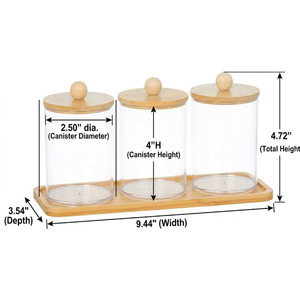 Recipientes Transparentes Modernos Multifuncionales para Baño/Cocina con Bandeja de Bambú - Product Image 5