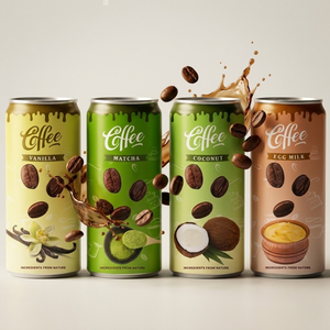 BEST SELLER <b>Coffee</b> <b>Can</b> Drink 250ml Matcha Vanilla Egg Milk Coconut Flavored Low Carb Ingredients From Nature - Product Image 1