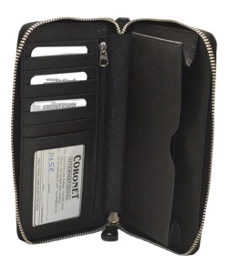 Cartera de mano larga de cuero Saffiano personalizada de moda, superventas, para mujer, con cremallera, cuentas, protección RFID auténtica y forro de poliéster - Product Image 4