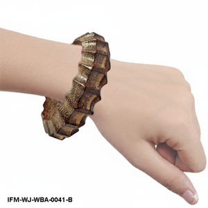 Brazalete de Madera Natural Tallado a Mano, Estilo Antiguo, Brazalete de Madera Acanalado, Joyería Étnica para Mujer, Regalo Sostenible - Product Image 6