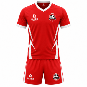 Ensembles d'uniformes de football personnalisés haut de gamme pour clubs et équipes, maillots de football respirants avec shorts et chaussettes assortis avec logos - Product Image 1