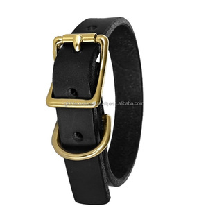 Collar de perro de cuero de grano completo de primera calidad para perros pequeños medianos o grandes con hebilla de latón elegante y anillo en D tamaños personalizados disponibles - Product Image 2