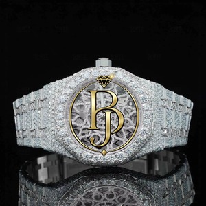 Briva Jewels BJ-06 Men's Fashion Moissanite Analog <b>Watch</b> Japanese Movement Auto Date 41mm Stainless Steel <b>Case</b> Band 10 Bar Water - Product Image 5