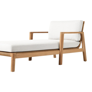 Chaise longue d'extérieur en teck avec dossier en corde tressée, style moderne, pour jardin, bord de piscine, terrasse, résistante aux intempéries - Product Image 4