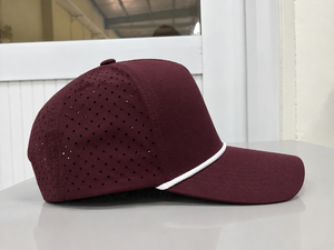 Casquette de baseball à 5 panneaux découpée au laser et perforée, avec logo personnalisé, fabriquée au Vietnam, avec cordon, pour adultes, pour activités de plein air et tenues sportives - Product Image 2
