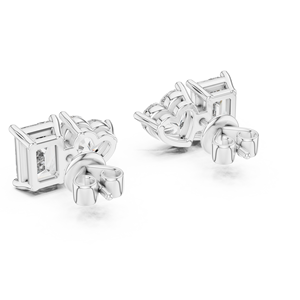 Gone Vibe Natural Diamond Stud <b>Earrings</b> 18K <b>Silver</b> Plated Baguette Cut Ethnic Style Fine Jewelry for Women's Wedding - Product Image 3