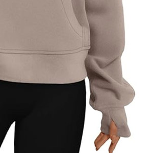 Sweat-shirt de sport pour femme Wearpex, demi-zip, manches longues, pull en polaire, sweat à capuche quart-zip, broderie, badge, séchage rapide - Product Image 6