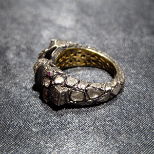 Anillos de Diseño Único REYES de Plata de Ley 925 con Rubí y Diamantes Naturales, Estilo Vintage Victoriano, Joyería Fina - Product Image 3